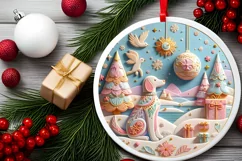 Round Christmas Ornament Sublimation|Clipart Product Image 2