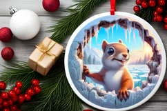 Smiling Squirrel Melting Ice Round Ornament PNG Product Image 2