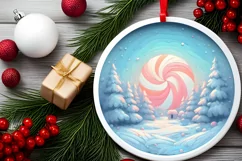 Pastel Christmas Candy Scene Sublimation Clipart PNG Product Image 2