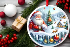Round Christmass Ornament Sublimation|Clipart Product Image 2