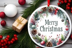 Merry Christmas Round Ornament Sublimation PNG Product Image 2