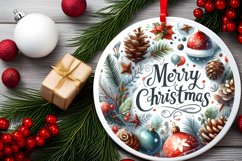 Merry Christmas Round Ornament Sublimation PNG Product Image 2