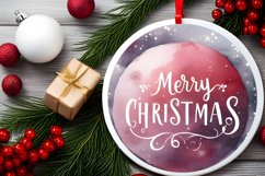 Merry Christmas Round Ornament Sublimation PNG Product Image 2