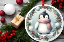 Christmas Penguin Round Ornament PNG Product Image 2