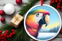 Smiling Parrot Snow Wall Round Ornament PNG Product Image 1