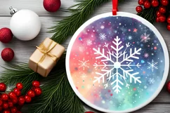 Pastel Snowy Christmas Ornament Sublimation PNG Product Image 2