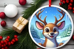 Deer in Snow Scene Sublimation Clipart PNG Product Image 2