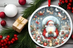 Santa Christmas Round Ornament PNG Product Image 2
