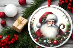 Santa Christmas Round Ornament PNG Product Image 2