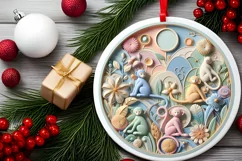Round Christmas Ornament Sublimation|Clipart Product Image 2
