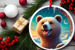 Bear in Snow Scene Sublimation Clipart PNG Product Image 2