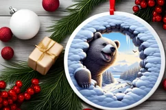 Bear in Snow Scene Sublimation Clipart PNG Product Image 2