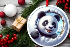 Panda in Snow Scene Sublimation Clipart PNG Product Image 1