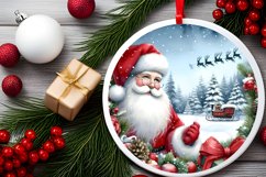 Santa Christmas Round Ornament PNG Product Image 2