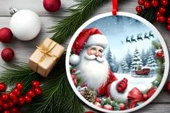 Santa Christmas Round Ornament PNG Product Image 2