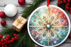 Christmas Snowflake Round Painting PNG Product Image 2