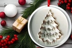 3D Christmas Deer with Melting Edges Round Ornament Product Image 2