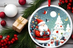 Colorful Santa Round Ornament Sublimation PNG Product Image 2