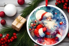 Winter Santa Round Ornament Sublimation PNG Product Image 2