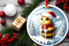 3D Bee Winter Scene Sublimation Clipart PNG Product Image 1
