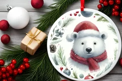 Polar Bear Round Ornament Sublimation PNG Product Image 1