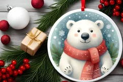 Polar Bear Round Ornament Sublimation PNG Product Image 2