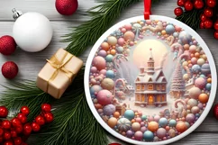 Round Pastell Christmas Molten Candy Scene PNG Product Image 2