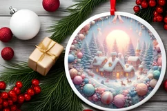 Round Christmas Ornament with Pastel Molten Candy Winter Product Image 1