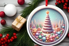 Round Pastell Christmas Molten Candy Scene PNG Product Image 2