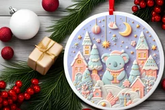 Round Christmas Ornament Sublimation|Clipart Product Image 2