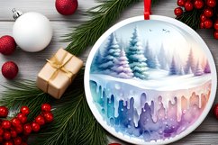 3D Forest Winter Scene Round Ornament Sublimation PNG Product Image 2