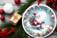 Santa Centered Winter Round Ornament Sublimation PNG Product Image 2