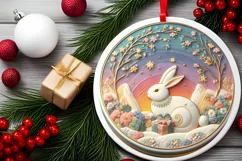 Round Christmas Ornament Sublimation|Clipart Product Image 2