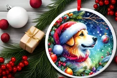Christmas Dog Round Ornament PNG Product Image 2