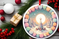 Round Pastell Christmas Molten Candy Scene PNG Product Image 2