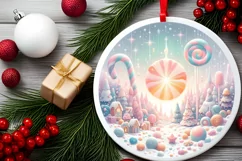 Round Pastell Christmas Molten Candy Scene PNG Product Image 1
