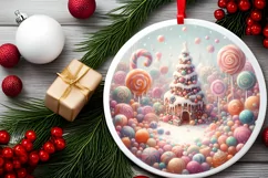 Round Pastell Christmas Molten Candy Scene PNG Product Image 1