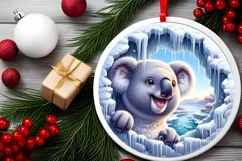 Smiling Koala Icy Wall Round Ornament PNG Product Image 2