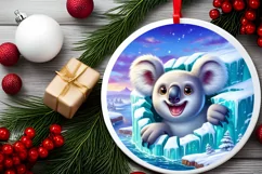 Smiling Koala Icy Wall Round Ornament PNG Product Image 2