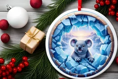 Smiling Koala Icy Wall Round Ornament PNG Product Image 2