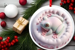 Colorfull Winter Frog Round Ornament Sublimation PNG Product Image 2