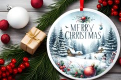 Winter Santa Round Ornament Sublimation PNG Product Image 2