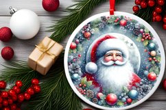 Colorful Santa Round Ornament Sublimation PNG Product Image 2