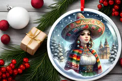 Round Christmass Ornament Sublimation|Clipart Product Image 2
