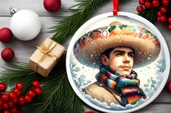 Mexican Winter Scene Round Ornament Sublimation PNG Product Image 2