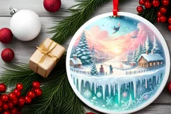 Mexican Winter Scene Round Ornament Sublimation PNG Product Image 2