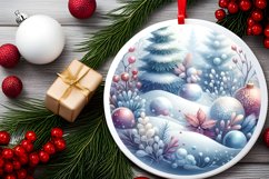 Winter Scene Round Ornament Sublimation PNG Product Image 2