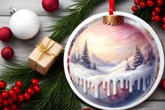 Winter Scene Round Ornament Sublimation PNG Product Image 2