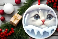 3D Winter Kitten Portrait with Santa Hat PNG Product Image 2