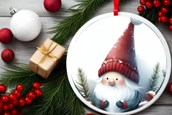 Winter Gnomes Round Ornament Sublimation PNG Product Image 2